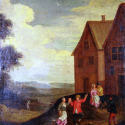 C1670 Flemish Oil on Canvas Genre Scene