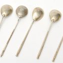 C1920s Set of 4 Old Russian Style or Panslavic Silver Tea Spoons, Soviet